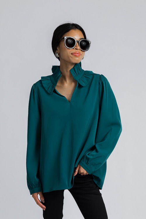 Faith Ruffle Blouse, H Green - 4K7A0799p crop mid thigh.jpg